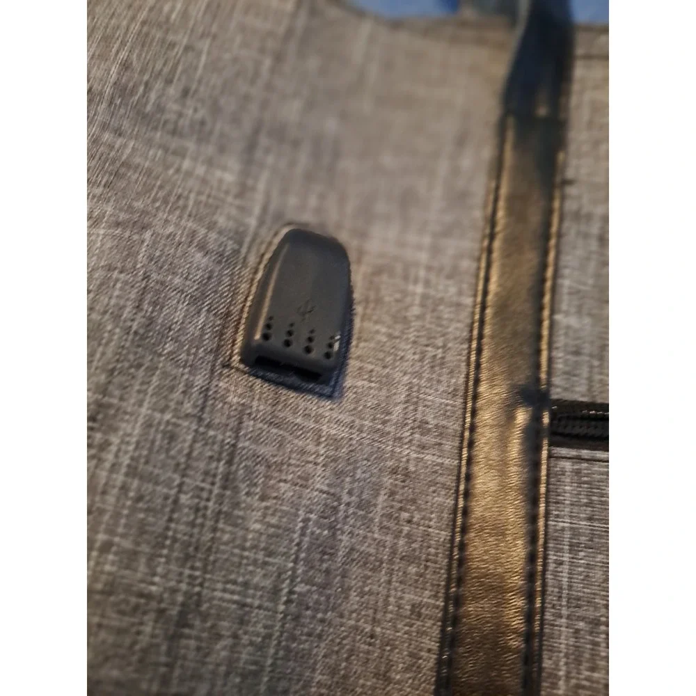 Mosiso Grey Heathered Laptop Tote Bag with USB Charging Port and Pouch Men Women